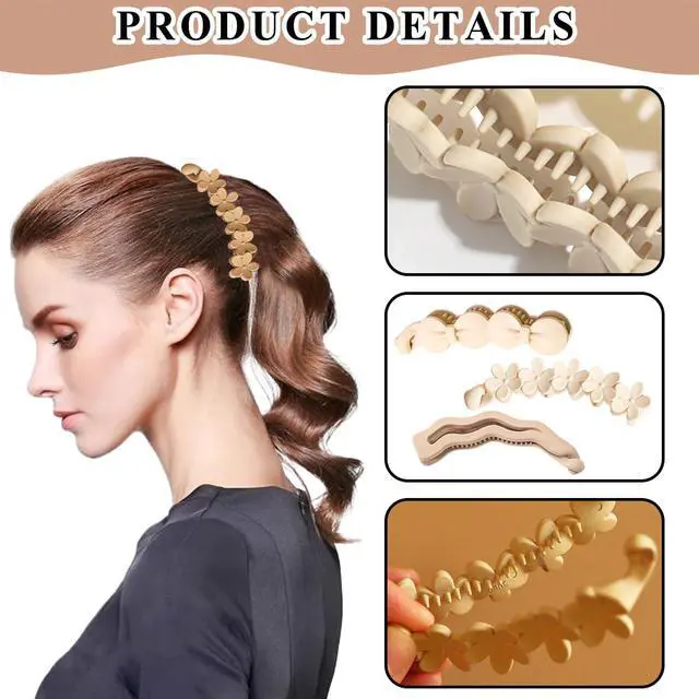Alt view image 3 of 7 - 8 Pcs Bow Banana Clips Flower Banana Hair Clip Wavy Shape Large Claw Clips Matte Strong Hold Ponytail Holder Barrettes Styling Accessories for Women Girls Thick Thin Hair