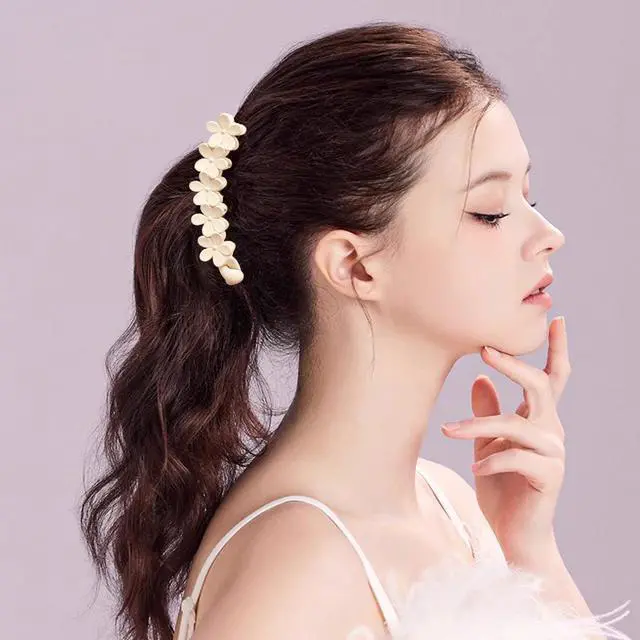 Alt view image 4 of 7 - 8 Pcs Bow Banana Clips Flower Banana Hair Clip Wavy Shape Large Claw Clips Matte Strong Hold Ponytail Holder Barrettes Styling Accessories for Women Girls Thick Thin Hair