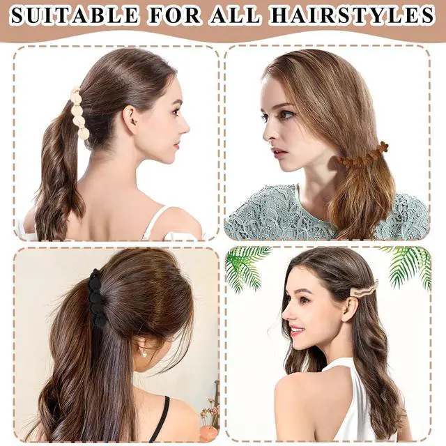 Alt view image 6 of 7 - 8 Pcs Bow Banana Clips Flower Banana Hair Clip Wavy Shape Large Claw Clips Matte Strong Hold Ponytail Holder Barrettes Styling Accessories for Women Girls Thick Thin Hair