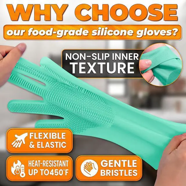 Alt view image 3 of 7 - Cat and Dog Washing Gloves, 1 Pair, 11.6 in, Silicone (Turquoise) | Dog Shampoo Gloves, Pet Bath & Grooming Mitt, 3000 Soft Bristles, Removes Loose Hair, Saves Shampoo, Massage, Wet or Dry