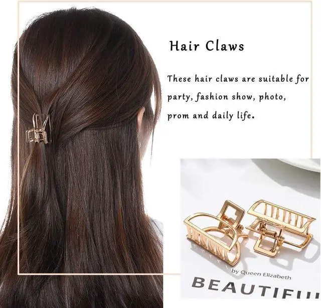 Alt view image 5 of 7 - Brinie Hair Claw Gold Hair Clips Mini Non Slip Claw Clips Hair Accessories Daily Party Gift for Women and Girls (2 PCS)