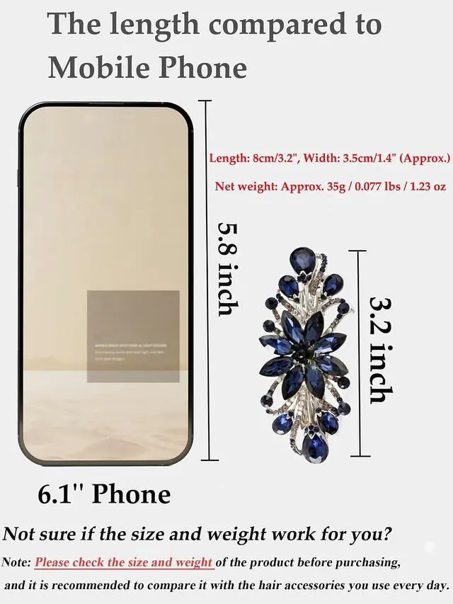 Alt view image 5 of 6 - Flower Luxury Jewelry Design Hairpin Rhinestone Hair Barrette Clip for Mom (Dark Blue)