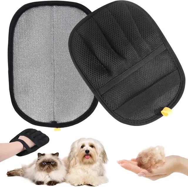 Main image of 2-Pack Pet Hair Remover Gloves - Reusable Grooming Gloves for Dogs & Cats, Static Electricity Fur Removal Mitts for Furniture, Car, Clothing - Quick Dry Cleaning