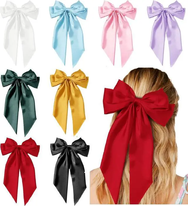 Main image of Hair Bows for Women Girls 8 PCS Hair Ribbon Bow Hair Clips with Long Tails Vintage Hair Accessories for Women Gifts