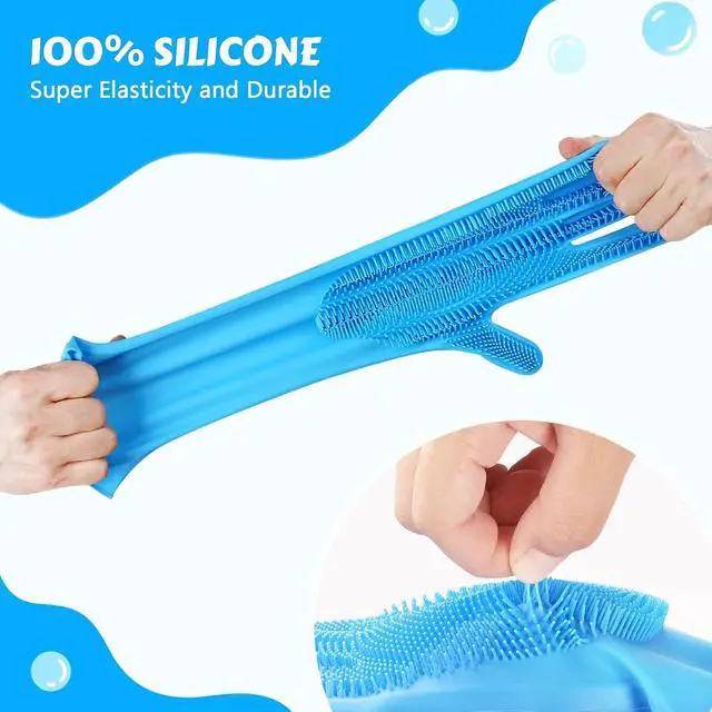 Alt view image 4 of 7 - Pecute Silicone Pet Grooming Gloves for Washing Cats Dogs Bath Brush | 3,000 soft bristles, Gentle massage & deshedding, Dishwasher safe, For large/thick coats, Home/car cleaning