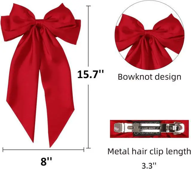 Alt view image 6 of 7 - Hair Bows for Women Girls 8 PCS Hair Ribbon Bow Hair Clips with Long Tails Vintage Hair Accessories for Women Gifts