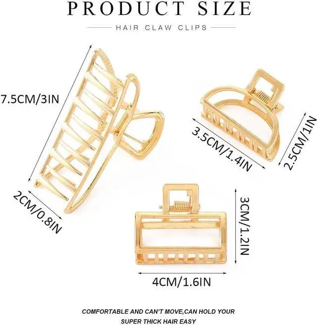 Alt view image 6 of 7 - Fashey Metal Claw Clips Gold Hair Claws Mini Hair Clip Hair Accessories for Women (Gold)