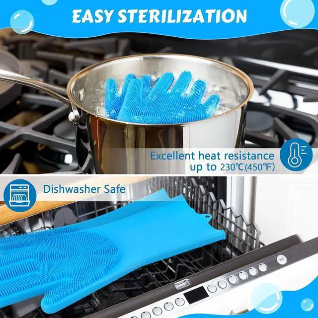 Alt view image 5 of 7 - Pecute Silicone Pet Grooming Gloves for Washing Cats Dogs Bath Brush | 3,000 soft bristles, Gentle massage & deshedding, Dishwasher safe, For large/thick coats, Home/car cleaning