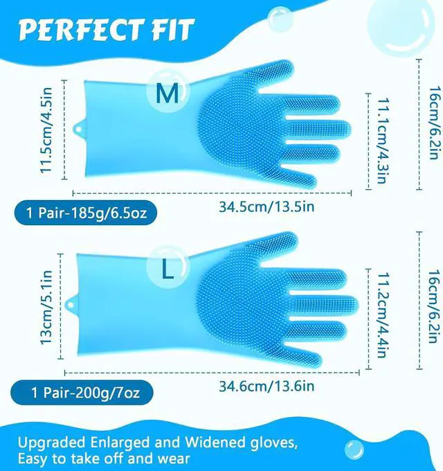Alt view image 6 of 7 - Pecute Silicone Pet Grooming Gloves for Washing Cats Dogs Bath Brush | 3,000 soft bristles, Gentle massage & deshedding, Dishwasher safe, For large/thick coats, Home/car cleaning