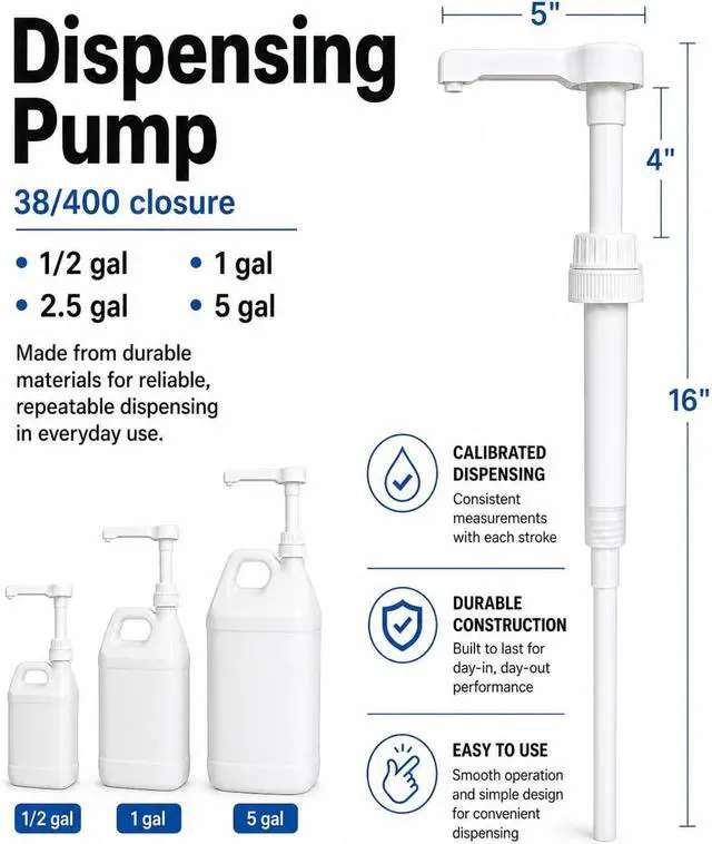 Alt view image 2 of 7 - 30ml Liquid Dispensing Pump, 38-400 Size, Press Down Lock, Gallon Pump Dispenser, Precise Dispensing of Liquids, Lotions & Creams (Pack of 2)