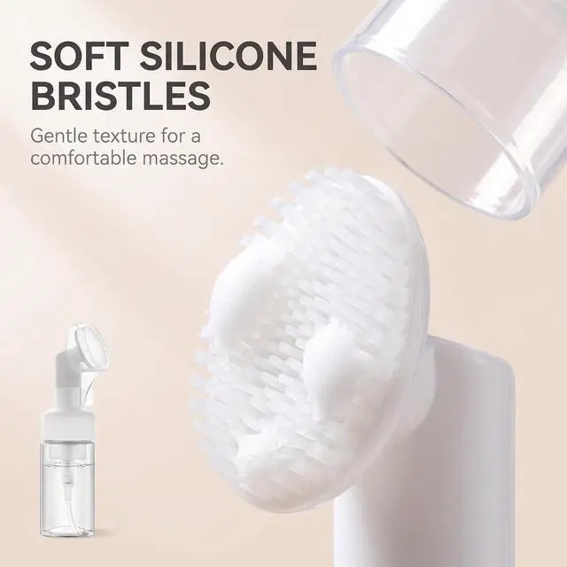 Alt view image 3 of 7 - 2 Pcs 100ml Empty Foaming Bottles Mousse Foam Bottles Facial Cleanser Foam Clear Pump with Brush Head, Refillable Cosmetic Pump Dispensers, Pump Dispensers