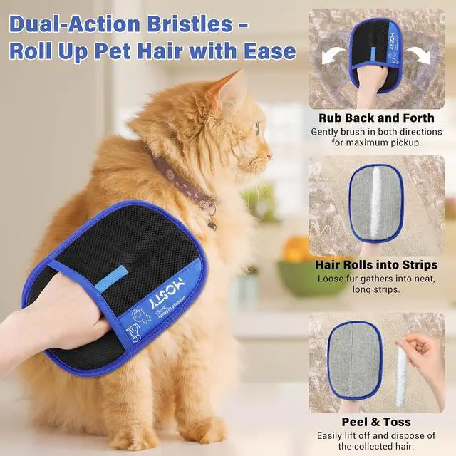 Alt view image 5 of 7 - MOSTY Magic Brush Pet Hair Remover, Reusable Pet Hair Removal Glove, 1PC | for Dogs & Cats, Magic Quick Fur Remover Tool for Sofa, Couch, Carpet Laundry & Car Seats, Must for Pet Owner