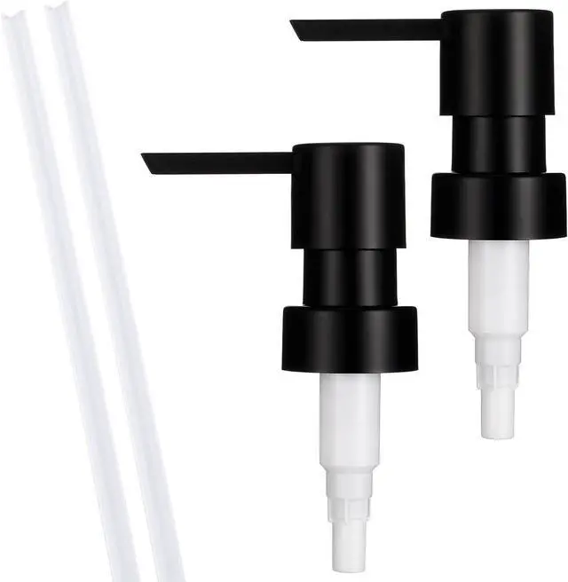 Main image of 2 Pack Soap Dispenser Pump Replacement Top Dispenser Pumps Refill Dispensers Hand Soap Dispensers Jar Pump Lid for Lotion Glass Mouth Bottles, Black