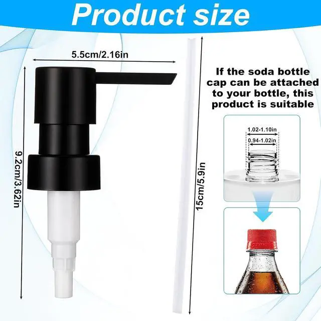 Alt view image 2 of 7 - 2 Pack Soap Dispenser Pump Replacement Top Dispenser Pumps Refill Dispensers Hand Soap Dispensers Jar Pump Lid for Lotion Glass Mouth Bottles, Black