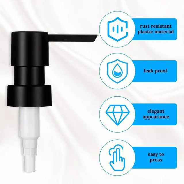 Alt view image 3 of 7 - 2 Pack Soap Dispenser Pump Replacement Top Dispenser Pumps Refill Dispensers Hand Soap Dispensers Jar Pump Lid for Lotion Glass Mouth Bottles, Black