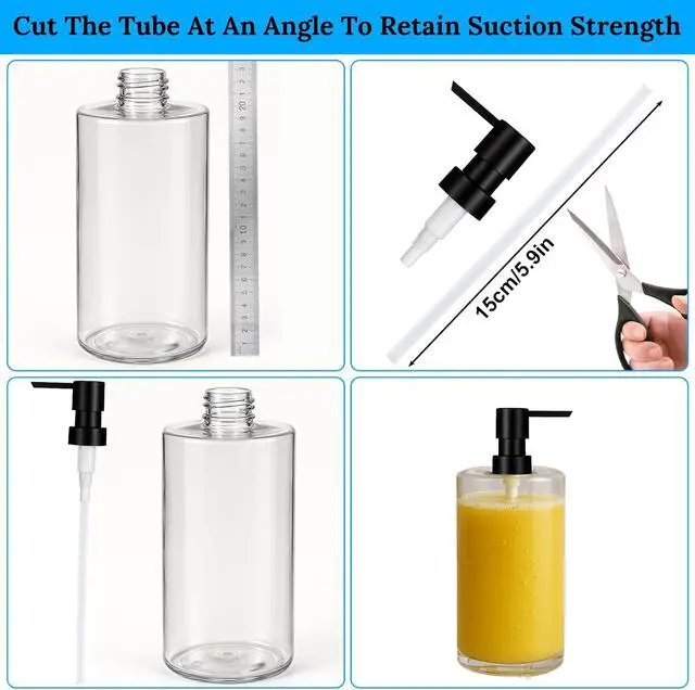 Alt view image 6 of 7 - 2 Pack Soap Dispenser Pump Replacement Top Dispenser Pumps Refill Dispensers Hand Soap Dispensers Jar Pump Lid for Lotion Glass Mouth Bottles, Black