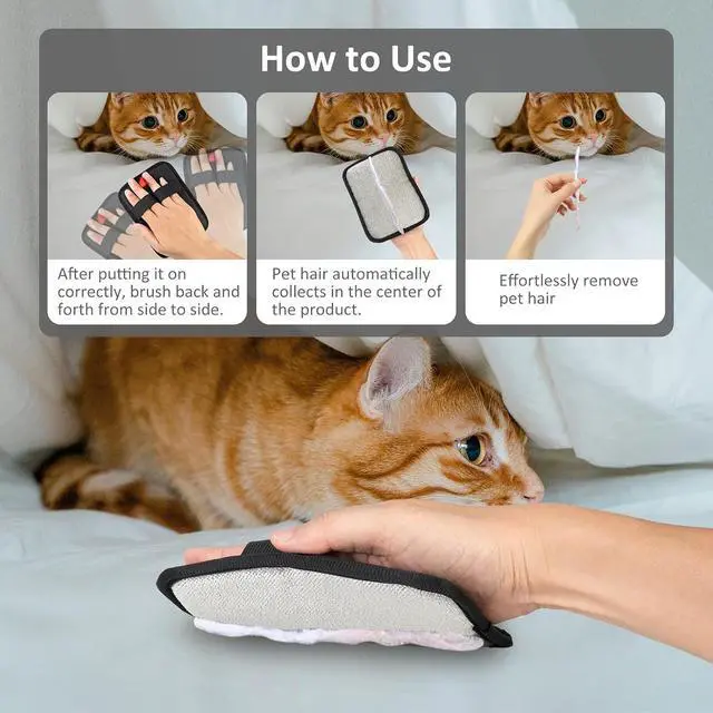 Alt view image 4 of 7 - Obfuscate Pet Hair Removal Glove for Cats & Dogs,Reusable Electrostatic Pet Hair Remover Tool for Couch,Carpet,Car Seat