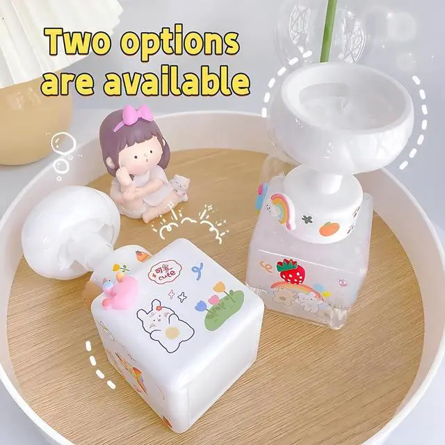 Alt view image 2 of 6 - Flower Foaming 250ml Plastic Soap Dispenser Pump Bottle for Hand Soap | Transparent flower foaming pump bottle with cute stickers. Perfect for kids bathroom, kitchen, shampoo and hand soap