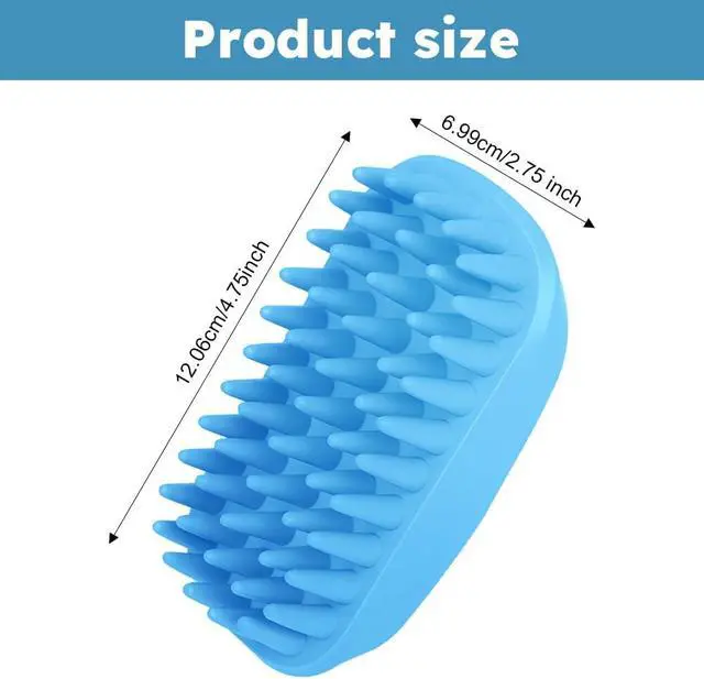 Alt view image 2 of 7 - Dog Bath Brush, Pet Silicone Shampoo Brush, Rubber Shower Wash Curry Brush, Soft Shedding Bathing Brush Removes Loose & Shed Fur, for Short Long Haired Dogs Cats Massage Comb
