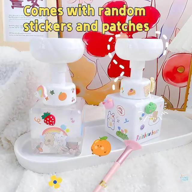 Alt view image 3 of 6 - Flower Foaming 250ml Plastic Soap Dispenser Pump Bottle for Hand Soap | Transparent flower foaming pump bottle with cute stickers. Perfect for kids bathroom, kitchen, shampoo and hand soap