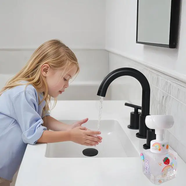 Alt view image 6 of 6 - Flower Foaming 250ml Plastic Soap Dispenser Pump Bottle for Hand Soap | Transparent flower foaming pump bottle with cute stickers. Perfect for kids bathroom, kitchen, shampoo and hand soap