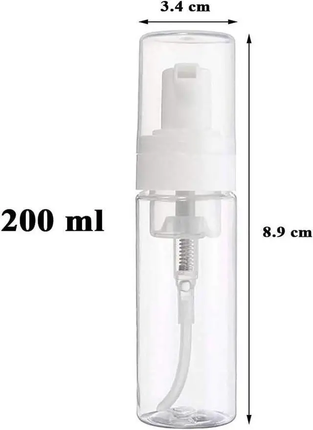 Main image of Foaming Dispenser Bottle 7oz Transparent Empty Spray Bottles 2Pcs | Plastic Foam Pump Bottle Travel Soap Bottle Portable Foam Bottle (200ml)