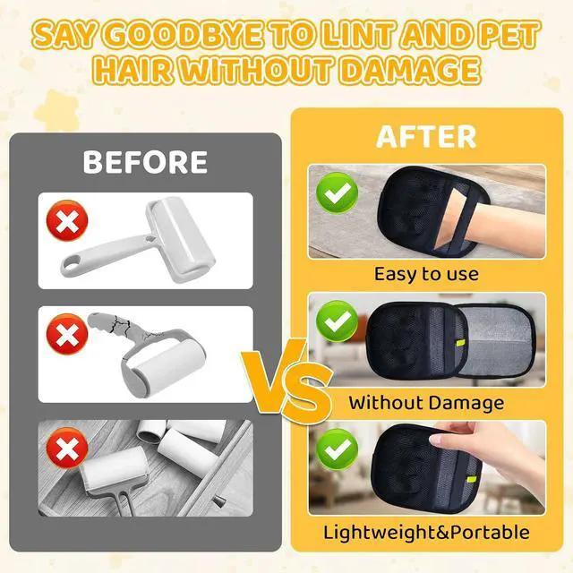 Alt view image 5 of 7 - Pet Hair Removal Glove for Dogs & Cats, 2026 Newly Upgraded Five-Finger Electrostatic Pet Hair Gloves, Pet Hair Remover Tool for Clothing, Couch, Carpet, Car Seat2 Pack Black