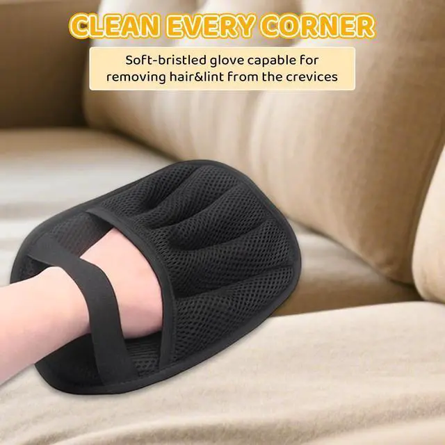 Alt view image 6 of 7 - Pet Hair Removal Glove for Dogs & Cats, 2026 Newly Upgraded Five-Finger Electrostatic Pet Hair Gloves, Pet Hair Remover Tool for Clothing, Couch, Carpet, Car Seat2 Pack Black