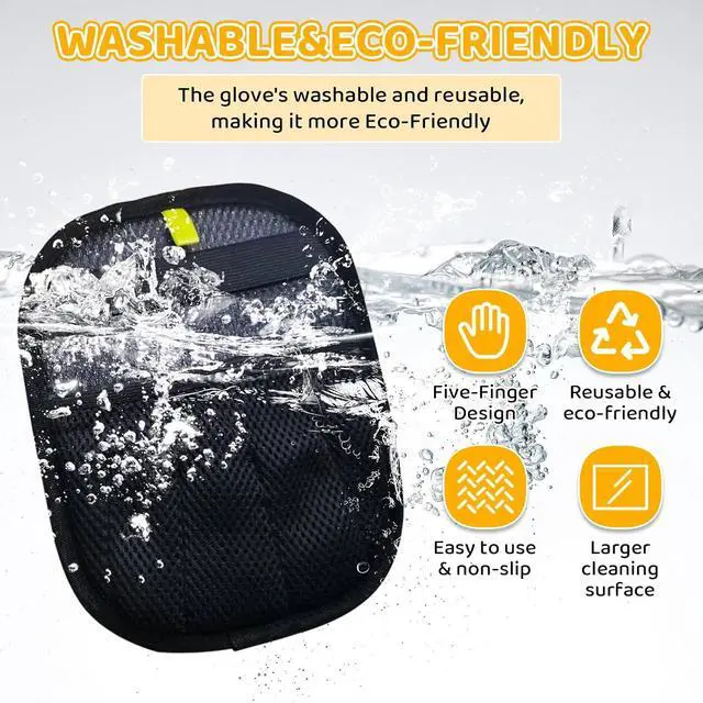 Alt view image 7 of 7 - Pet Hair Removal Glove for Dogs & Cats, 2026 Newly Upgraded Five-Finger Electrostatic Pet Hair Gloves, Pet Hair Remover Tool for Clothing, Couch, Carpet, Car Seat2 Pack Black