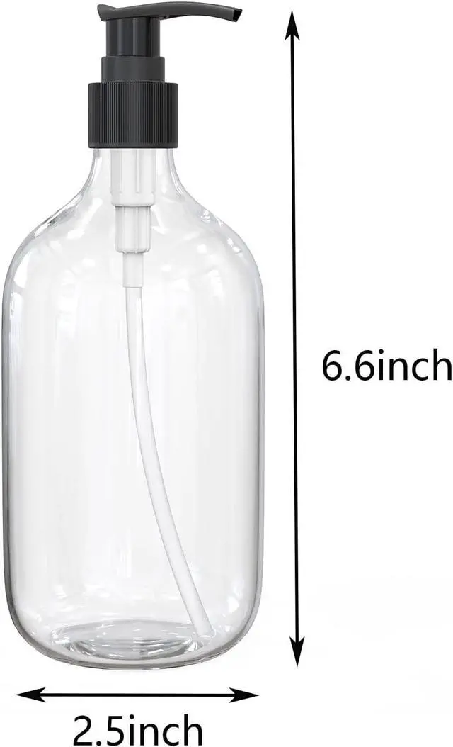 Alt view image 2 of 7 - 10 Ounce Clear Plastic Pump Bottle Dispenser, Refillable Empty Bottle Container with Pump for Essential Oil Soap Lotion Shampoo, 2 Pcs | Refillable Empty Bottle Container with Pump