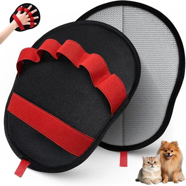 Main image of Pet Hair Removal Glove for Dogs & Cats, Upgraded 5-Finger Design | Reusable Grooming Gloves, Washable Magic Brush Pet Hair Remover Tool for Couch, Carpet, Car Seats, Clothes, Furniture, Red