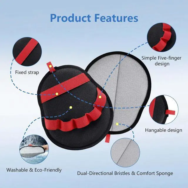 Alt view image 6 of 7 - Pet Hair Removal Glove for Dogs & Cats, Upgraded 5-Finger Design | Reusable Grooming Gloves, Washable Magic Brush Pet Hair Remover Tool for Couch, Carpet, Car Seats, Clothes, Furniture, Red