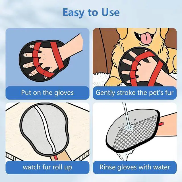 Alt view image 5 of 7 - Pet Hair Removal Glove for Dogs & Cats, Upgraded 5-Finger Design | Reusable Grooming Gloves, Washable Magic Brush Pet Hair Remover Tool for Couch, Carpet, Car Seats, Clothes, Furniture, Red