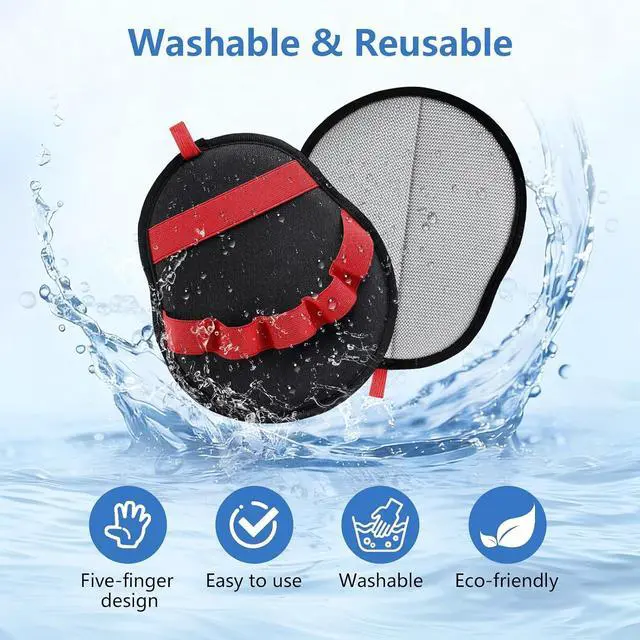 Alt view image 7 of 7 - Pet Hair Removal Glove for Dogs & Cats, Upgraded 5-Finger Design | Reusable Grooming Gloves, Washable Magic Brush Pet Hair Remover Tool for Couch, Carpet, Car Seats, Clothes, Furniture, Red