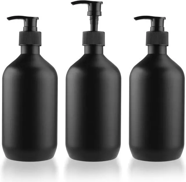 Main image of BOSMOIW 3 Pieces 500ML/17OZ Black Matte PET Soap Dispenser,Plastic Shampoo Pump Bottle,Empty Hand Soap Containers,Bathroom Countertop Pump Dispensers for Shampoo,Conditioner,Shower Gel,Massage Oil