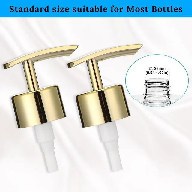 Alt view image 6 of 7 - 2 Pack Gold Soap Dispenser Pump Replacement Top Dispenser Pumps Liquid Hand Soap Dispensers Refill Dispensers Soaps Pumps Replacement for Regular Lotion Hand Dish Soaps Glass Mouth Bottles