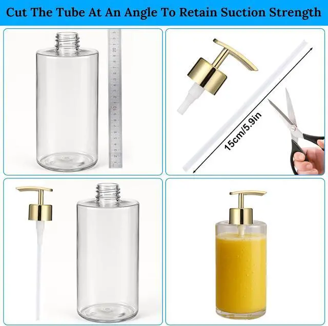 Alt view image 7 of 7 - 2 Pack Gold Soap Dispenser Pump Replacement Top Dispenser Pumps Liquid Hand Soap Dispensers Refill Dispensers Soaps Pumps Replacement for Regular Lotion Hand Dish Soaps Glass Mouth Bottles