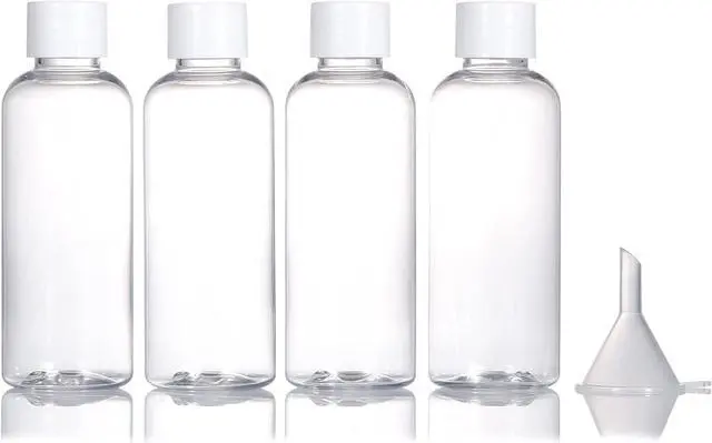 Main image of 4pcs Travel Bottles,80ml Refillable Clear Empty Plastic Travel Size Containers Bottles with Screw Lids for Toiletries,Soap,Shampoo and Conditioner