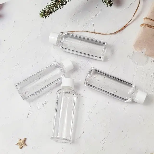 Alt view image 4 of 7 - 4pcs Travel Bottles,80ml Refillable Clear Empty Plastic Travel Size Containers Bottles with Screw Lids for Toiletries,Soap,Shampoo and Conditioner