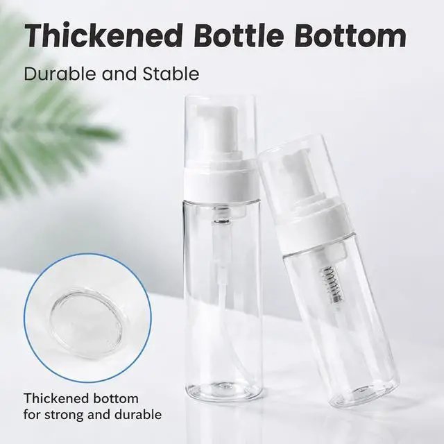 Alt view image 2 of 7 - Rayyl 3.5 OZ Foaming Dispenser Bottle Leak-Resistant - 3Pcs Transparent Empty Spray Pump Bottles Travel Portable Foam Bottlel Hand Soap Shampoo Travel Size Mousse & Cleaning Solutions