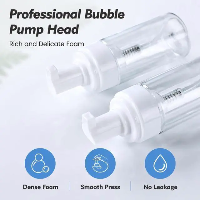 Alt view image 6 of 7 - Rayyl 3.5 OZ Foaming Dispenser Bottle Leak-Resistant - 3Pcs Transparent Empty Spray Pump Bottles Travel Portable Foam Bottlel Hand Soap Shampoo Travel Size Mousse & Cleaning Solutions