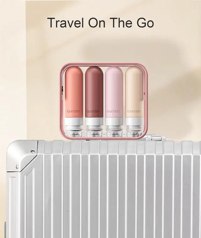 Alt view image 6 of 6 - Quatish Travel Bottles for Toiletries, Original Patented Leak Proof Travel Size Containers, 3 oz Tsa Approved Silicone Shampoo and Conditioner Bottles, 4 Pack, Red Rock