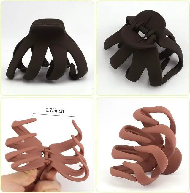 Alt view image 6 of 7 - Atoden Hair Clips, 5Pcs Octopus Matte Hair Claws for Women, Large 3.15" Hair Clips for Thick Hair, Non-slip Jaw Clips, Hair Accessories