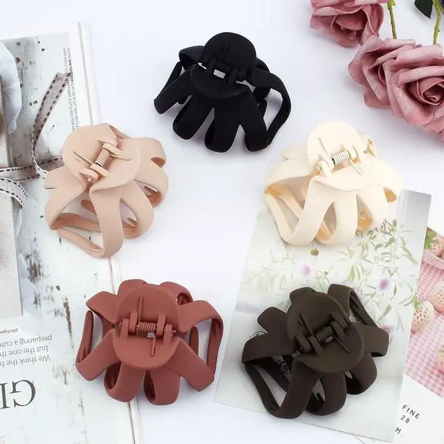 Alt view image 7 of 7 - Atoden Hair Clips, 5Pcs Octopus Matte Hair Claws for Women, Large 3.15" Hair Clips for Thick Hair, Non-slip Jaw Clips, Hair Accessories