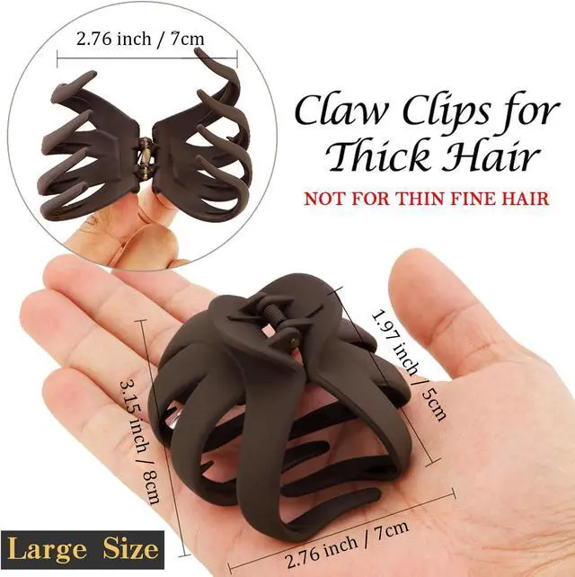 Alt view image 5 of 7 - Atoden Hair Clips, 5Pcs Octopus Matte Hair Claws for Women, Large 3.15" Hair Clips for Thick Hair, Non-slip Jaw Clips, Hair Accessories