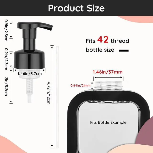 Alt view image 2 of 6 - Segbeauty 3pcs Black Foam Pump Replacement for Soap Dispenser, Bathroom Foaming Hand Soap Pump Replacement for Foamer Bottle, 42 Thread Size Kitchen Face Hand Wash Foaming Bottle Lid Reusable