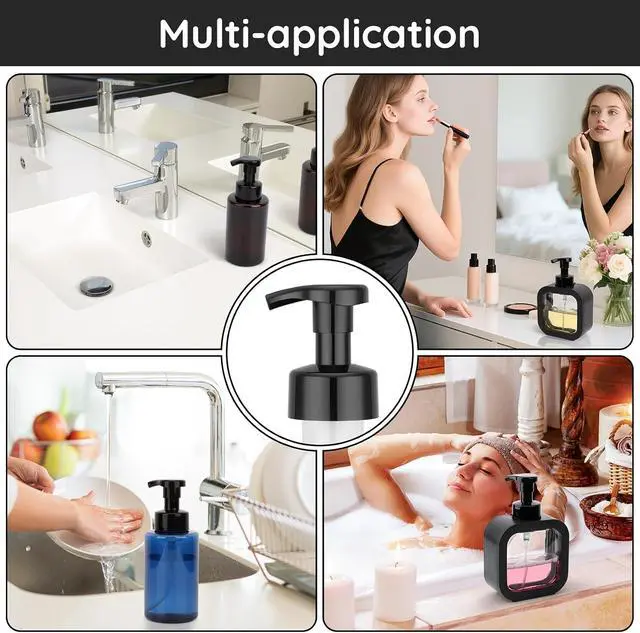 Alt view image 6 of 6 - Segbeauty 3pcs Black Foam Pump Replacement for Soap Dispenser, Bathroom Foaming Hand Soap Pump Replacement for Foamer Bottle, 42 Thread Size Kitchen Face Hand Wash Foaming Bottle Lid Reusable