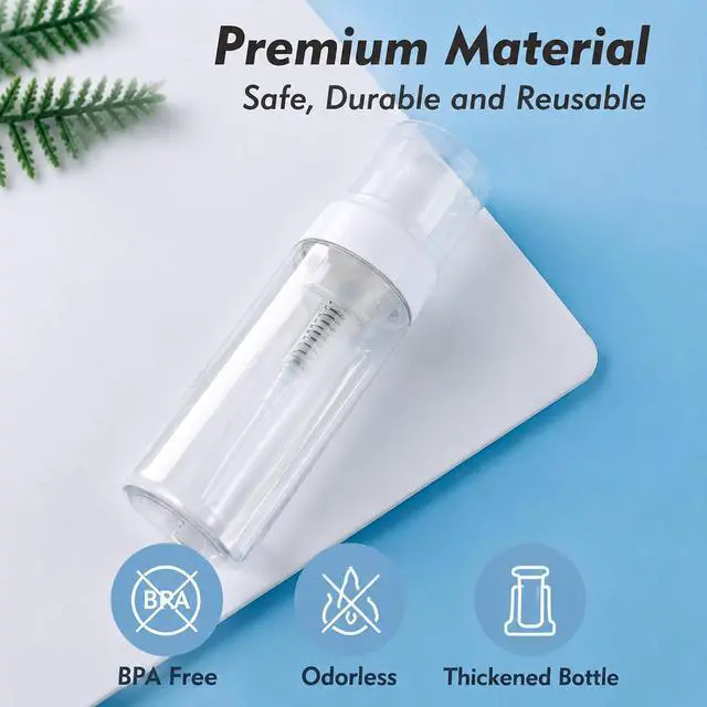 Alt view image 7 of 7 - Rayyl 3.5 OZ Foaming Dispenser Bottle Leak-Resistant - 3Pcs Transparent Empty Spray Pump Bottles Travel Portable Foam Bottlel Hand Soap Shampoo Travel Size Mousse & Cleaning Solutions