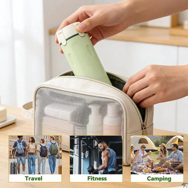 Alt view image 7 of 7 - 4 in 1 Travel Dispenser Bottle with Cleaning Brush,4 Pack 30ml Leak Proof Refillable Travel Size Toiletries Containers for Shampoo Conditioner,Portable Travel Bottles Set for Vacation Camping & Gym
