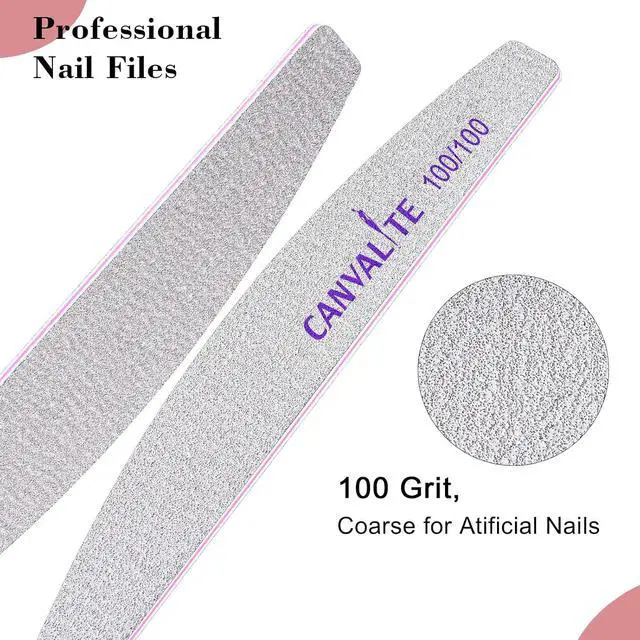 Alt view image 2 of 6 - Canvalite 10pcs 100 Grit Nail Files for Acrylic Nails Emery Board Nail Styling Tools for Home and Salon Use